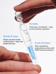 WNP Ultra Hydrating Serum single-use vials packaging emphasizes hygienic, mess-free skincare.