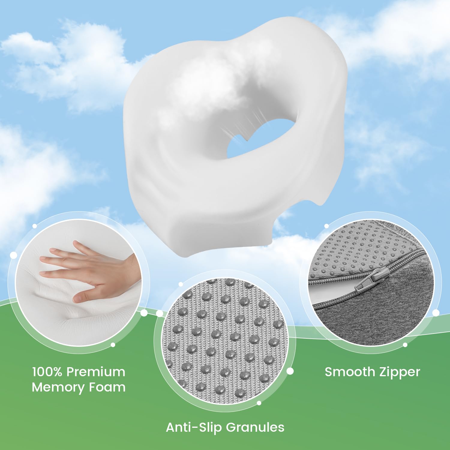 WOGAHEV removable grey pillowcase makes cleaning easy and skin-friendly.
