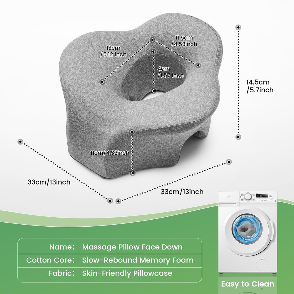 WOGAHEV memory foam face-down pillow contouring support for restful relaxation.