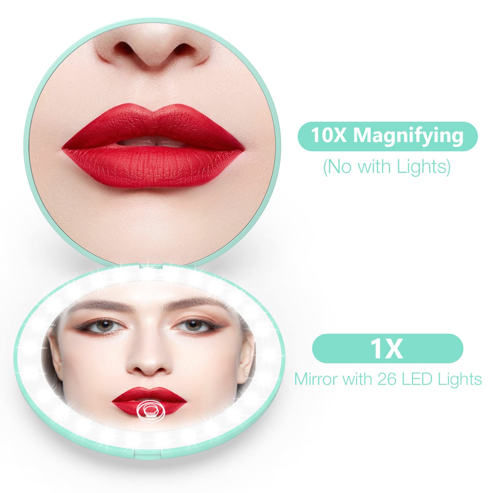 WOBSION 4-inch round mirror side profile showcasing slim portable design for on-the-go grooming.
