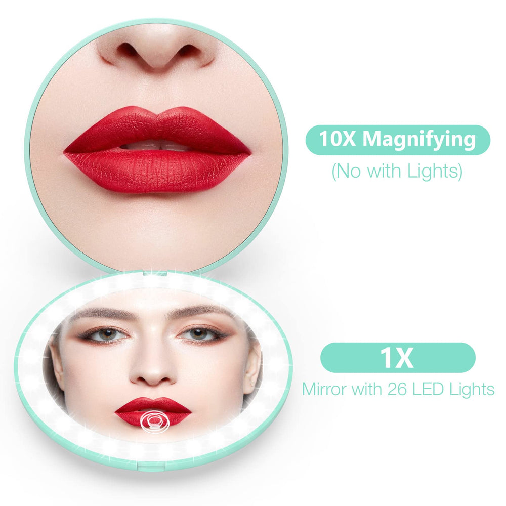 WOBSION 4-inch round mirror side profile showcasing slim portable design for on-the-go grooming.