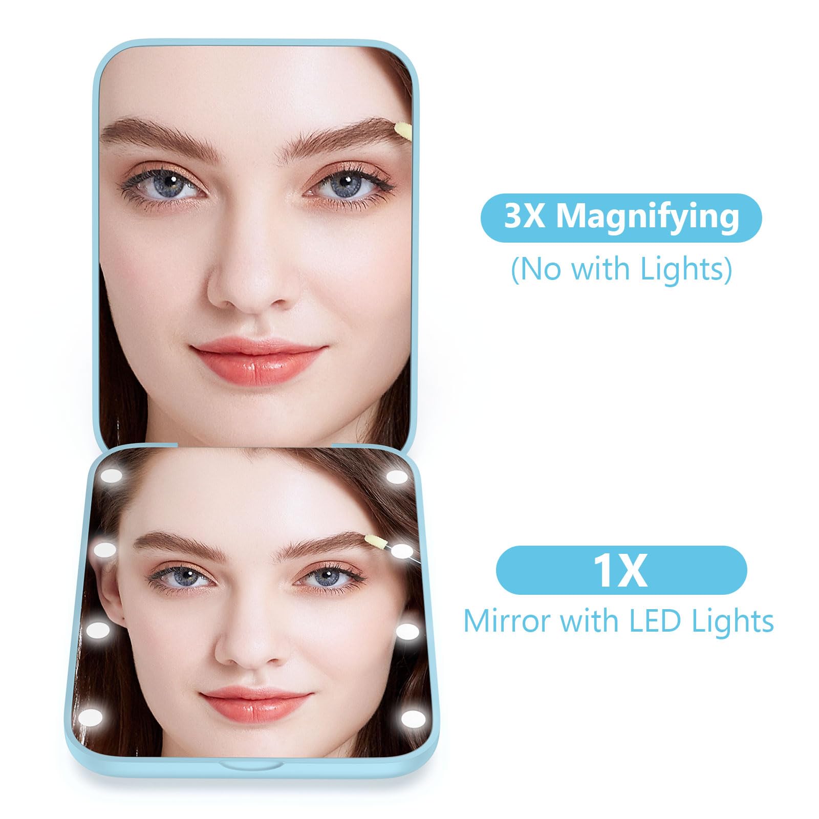 WOBSION magnetic 180-degree opening mirror for easy positioning and hands-free grooming
