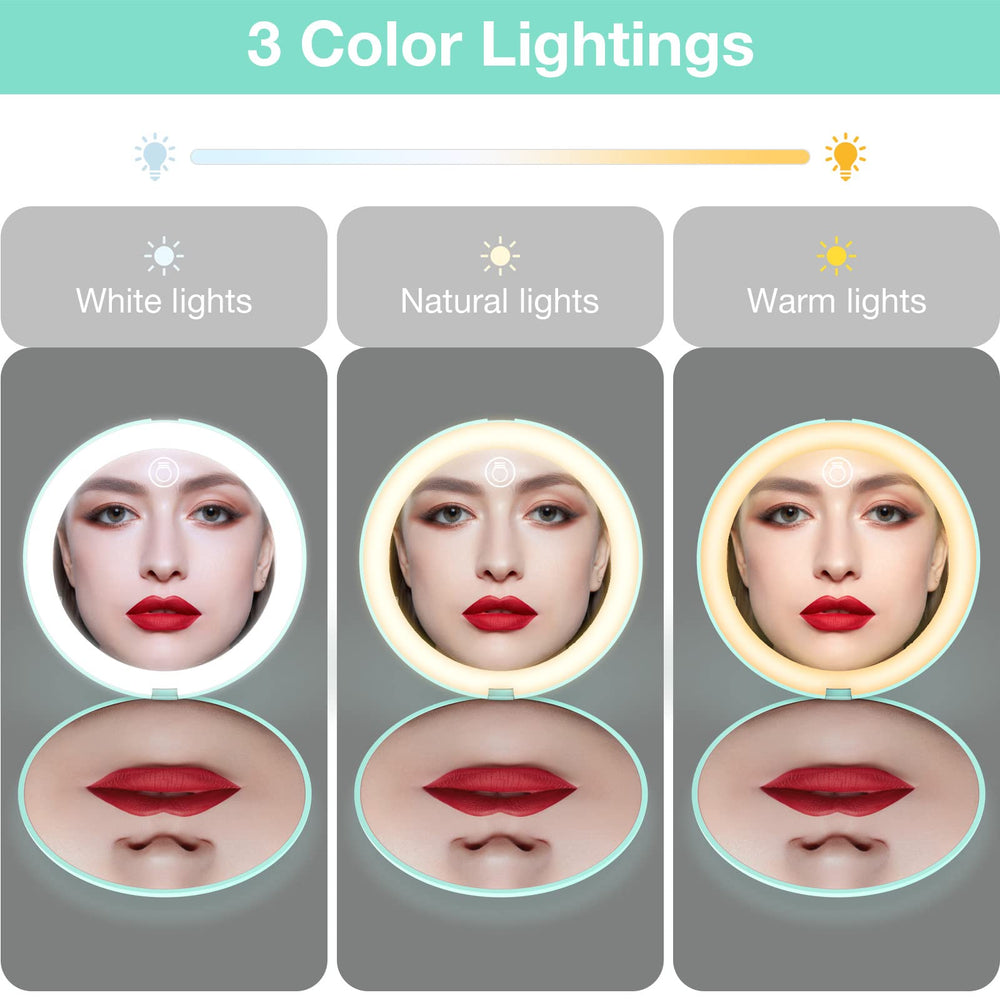 WOBSION magnetic switch vanity mirror enables easy open and automatic light off.