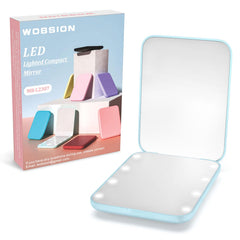WOBSION small mirror with lights showing 1x and 3x magnification for detailed makeup