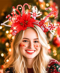 Woeoe candy canes holiday headpiece with lights enhances festive look