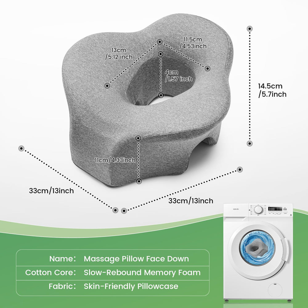 WOGAHEV face-down pillow back view shows supportive headrest