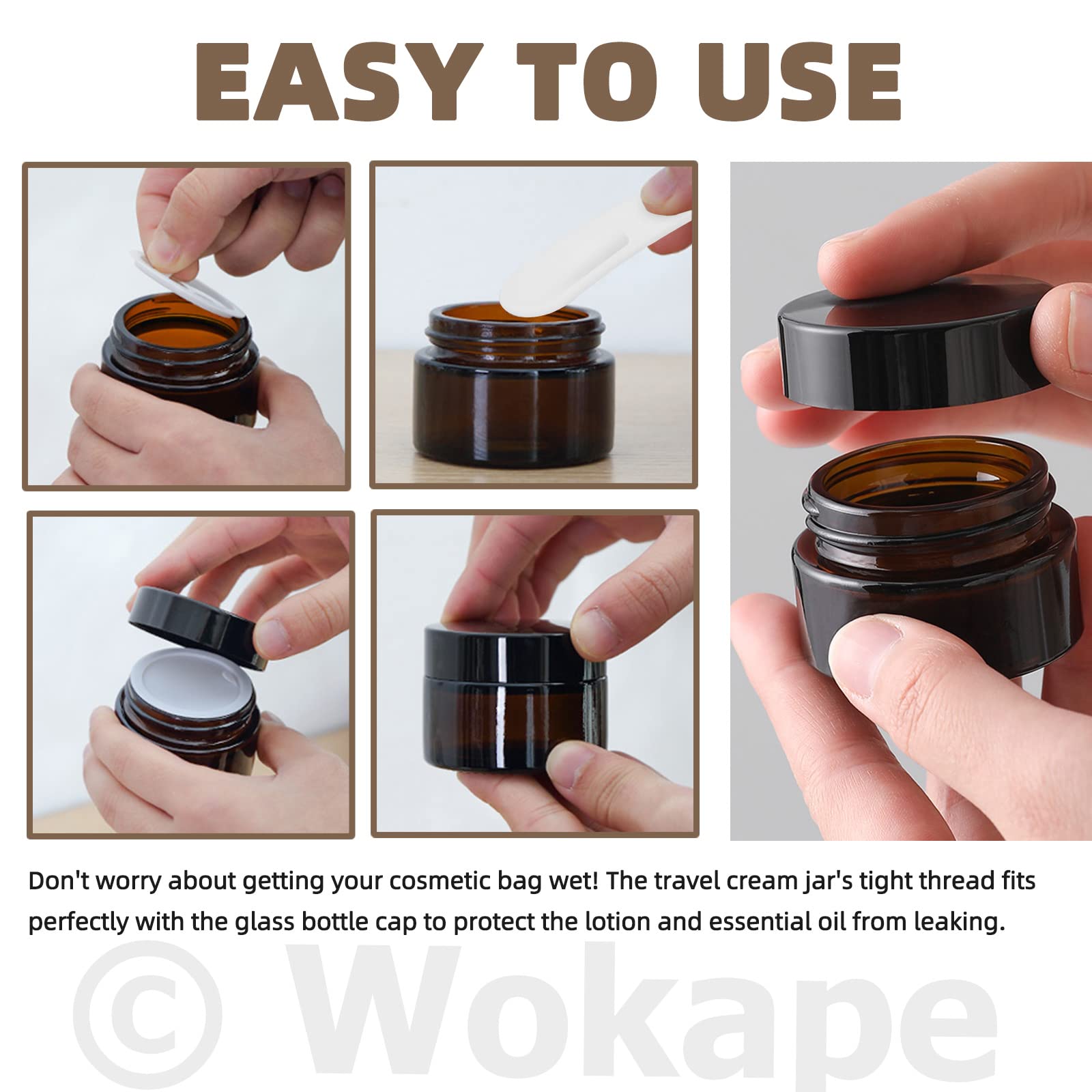 Wokape durable amber glass blocks UV light to preserve formulas