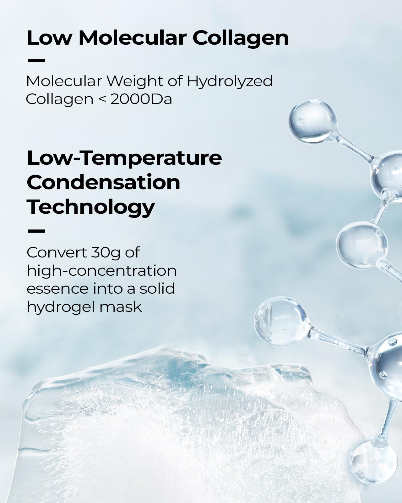 Wokatta hydrogel mask applied on skin for instant hydration