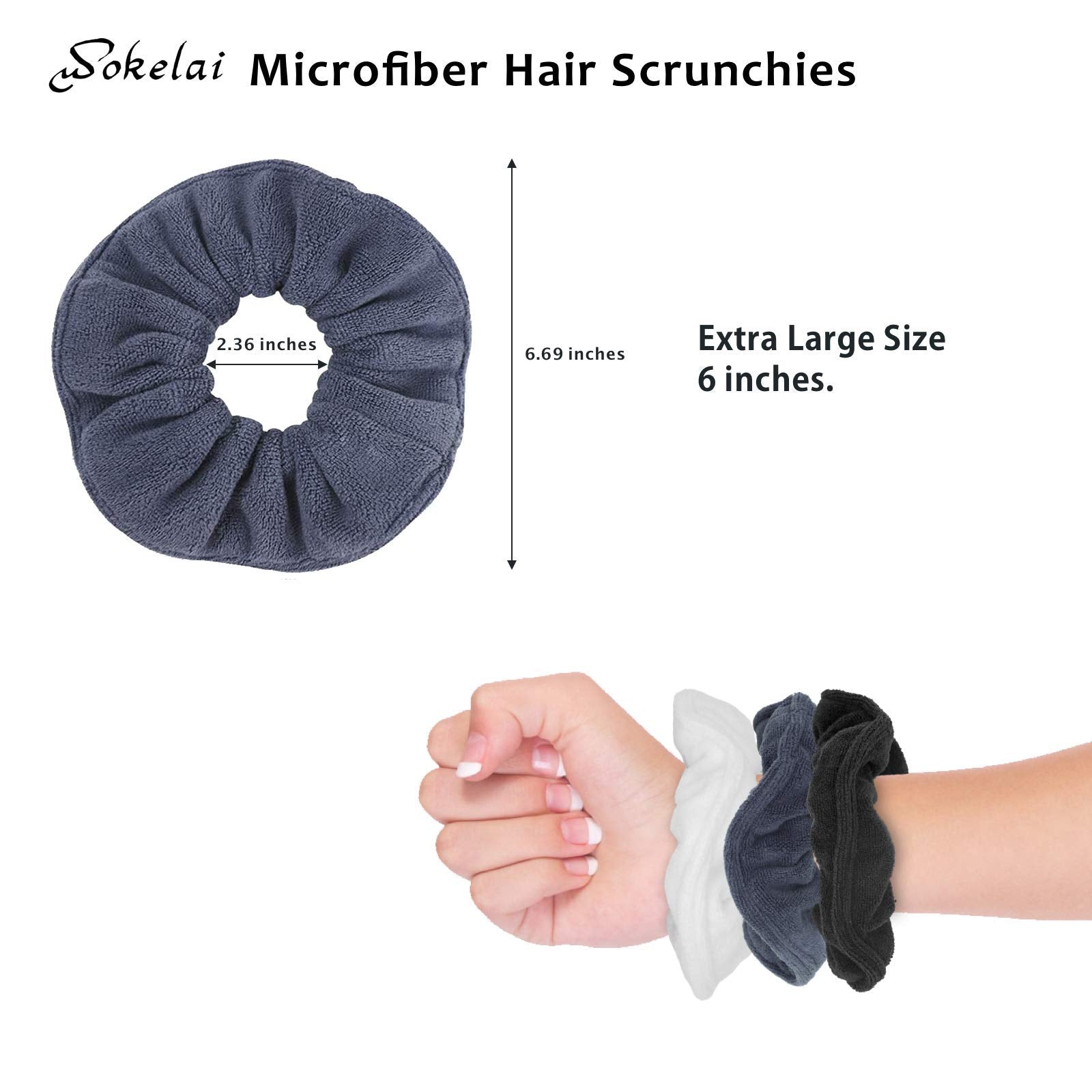 Wokelai microfiber towel scrunchie features soft material to prevent snagging and frizz.