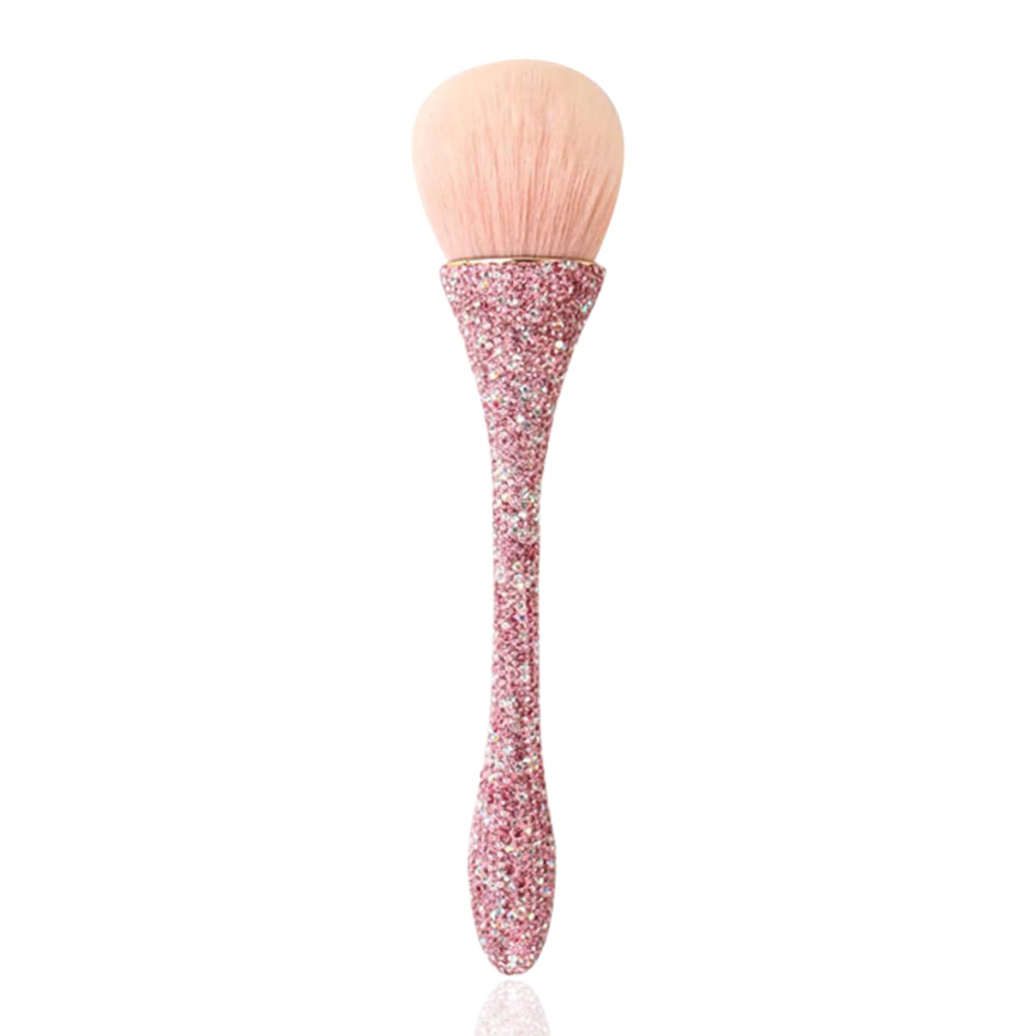 WOKOTO pink rhinestone nail dust brush with rhinestone handle for precise powder removal.