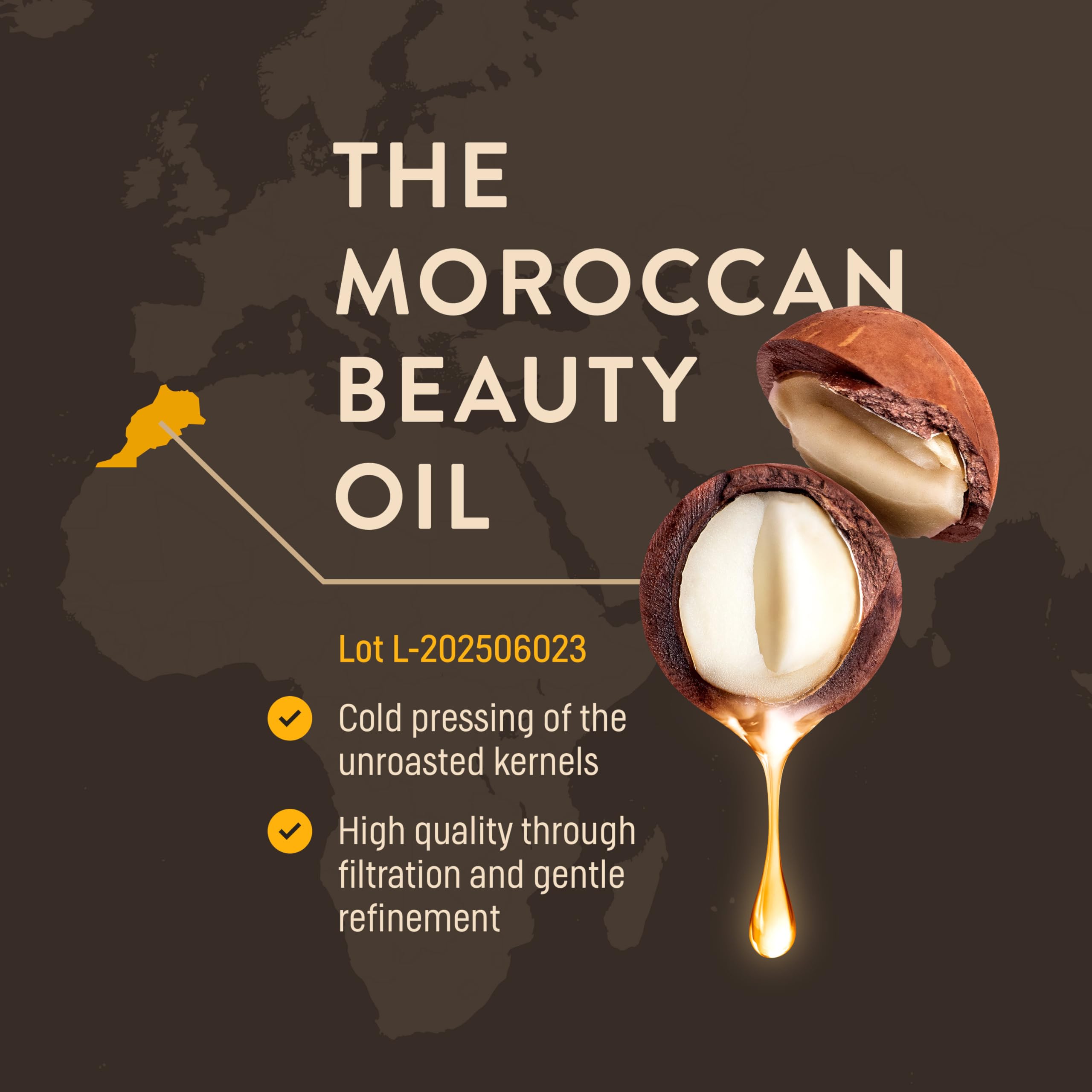 WoldoHealth Organic Argan Oil amber glass bottle protects nutrients from light.