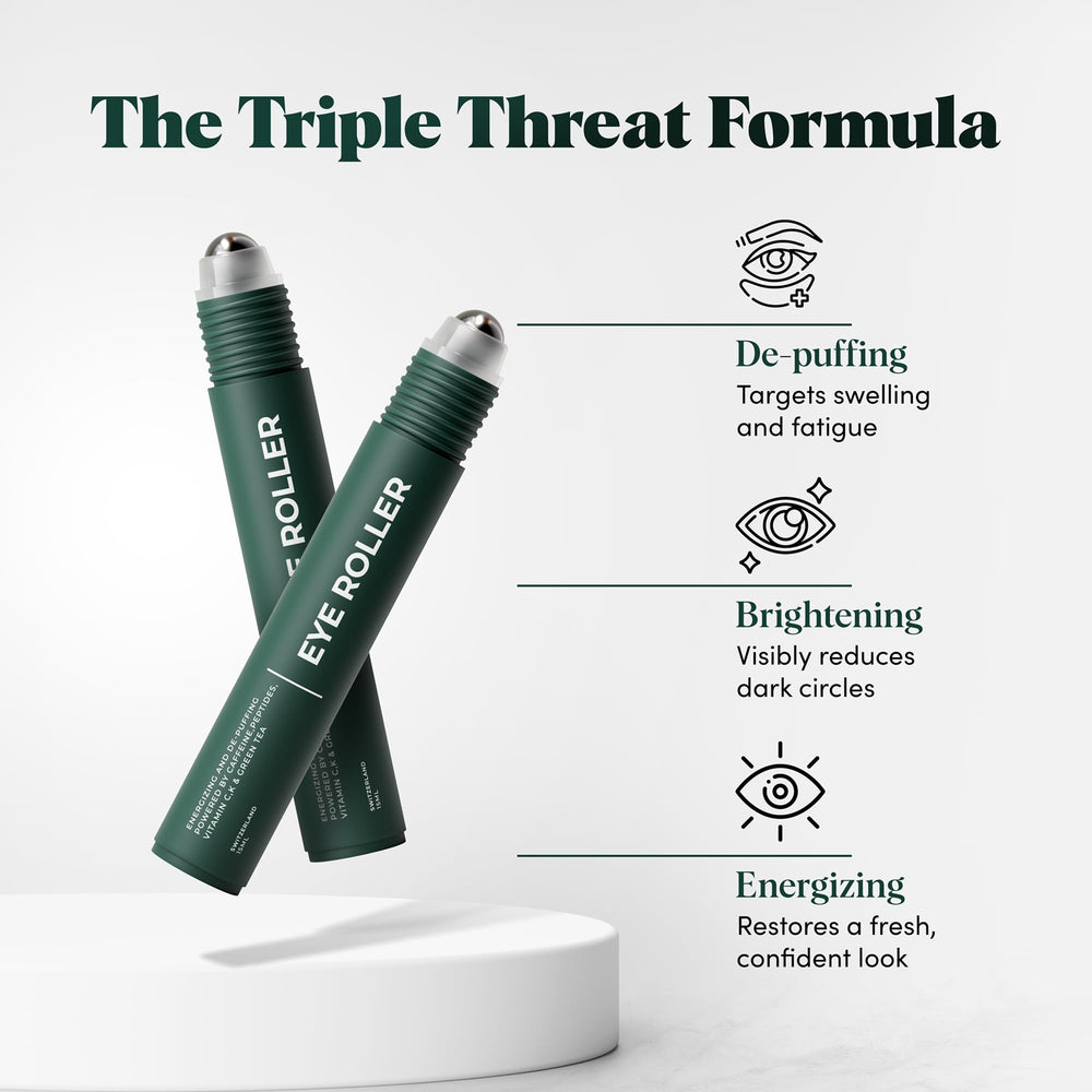 The Wolf Project Under Eye Roller peptides closeup hints at firmer eye contours.