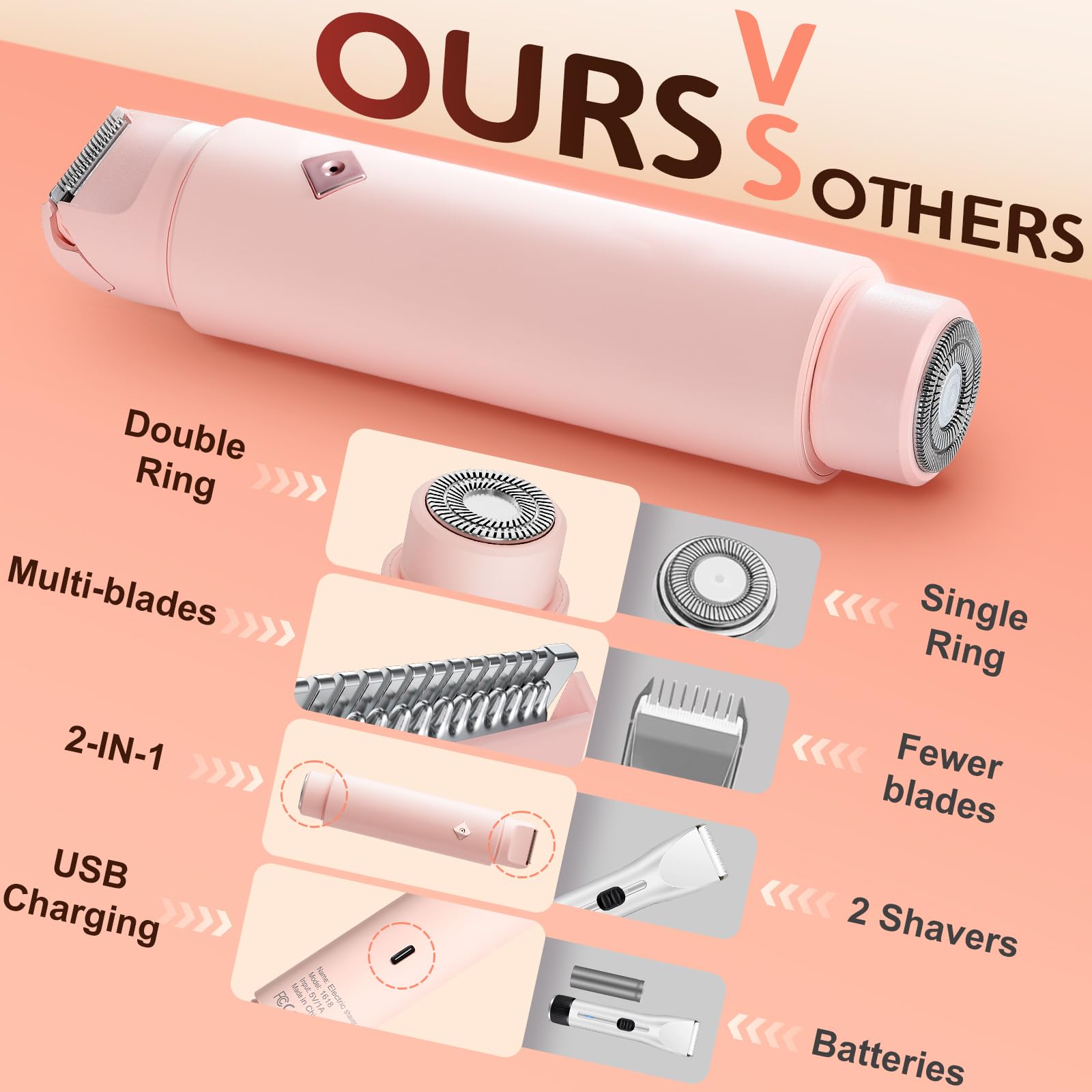 WOLLEA bikini trimmer 90-minute cordless runtime supports on-the-go routines.