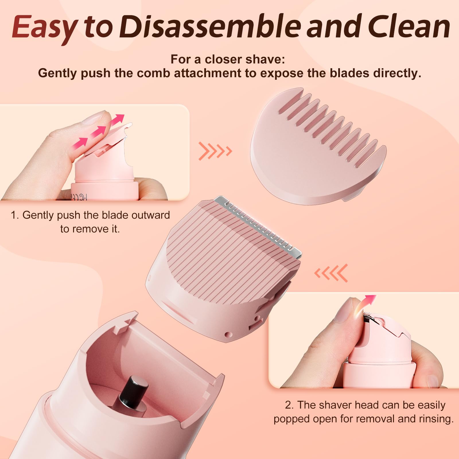 WOLLEA bikini trimmer waterproof design for easy cleaning after shower sessions.
