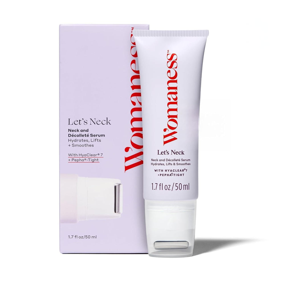 Womaness Let's Neck firming serum bottle closeup shows cooling hydration