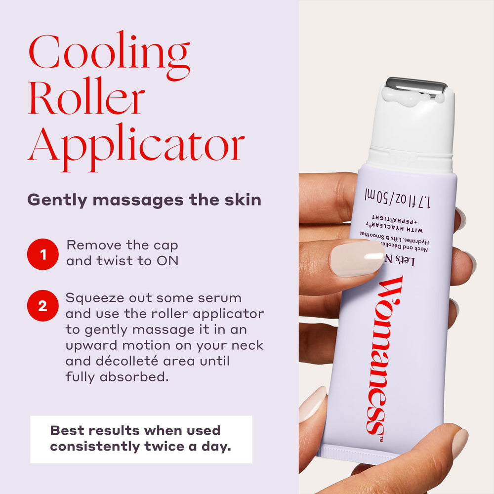  Womaness Let's Neck roller-action demonstrates cooling massage and absorption boost