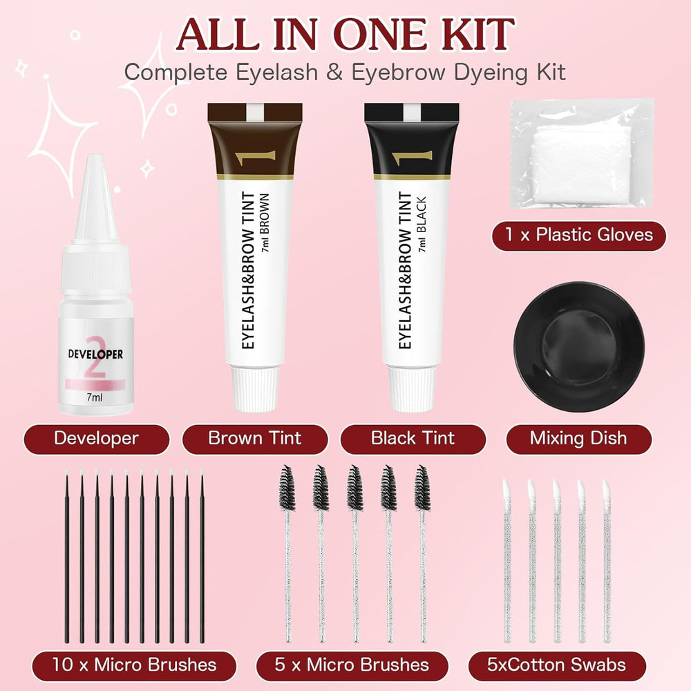 WOMEIKI eyelash and eyebrow color kit cream texture ready for easy at-home tinting.