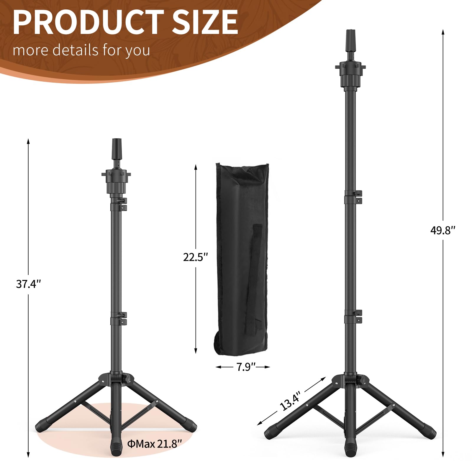 Womnwomn Wig Stand offers 360-degree rotation for full-angle access during styling.