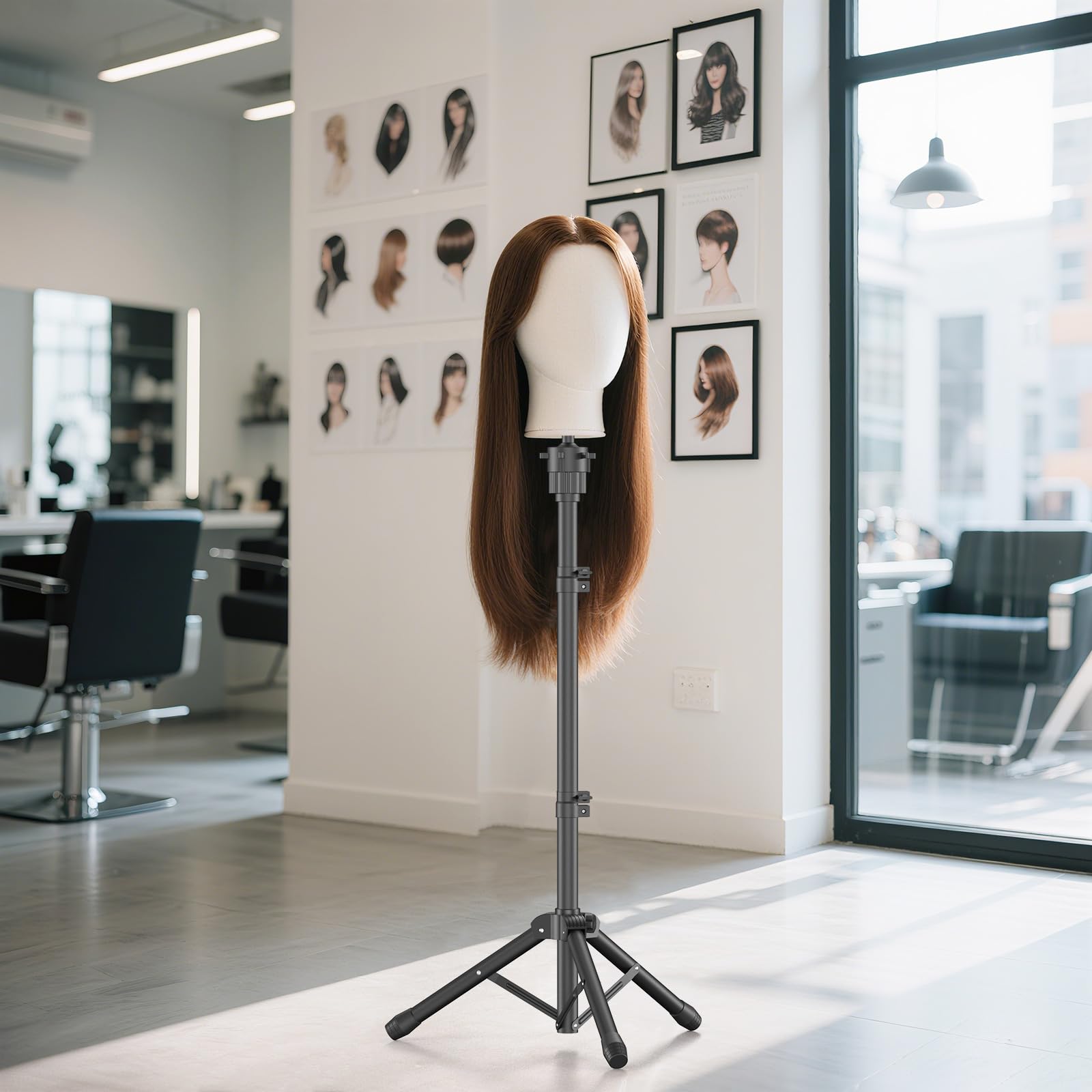 Womnwomn Wig Stand is ideal for cosmetology training and professional styling practice.