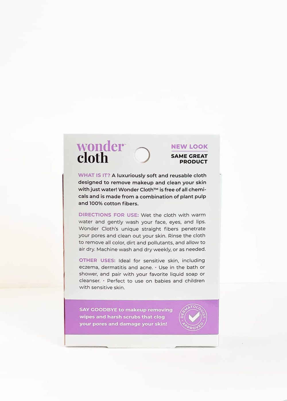 Wonder Cloth just-water removal demonstrates makeup-free skin with gentle exfoliation