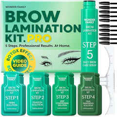 WONDER FAMILY Brow Lamination Kit full set demonstrates at-home styling for defined, groomed brows