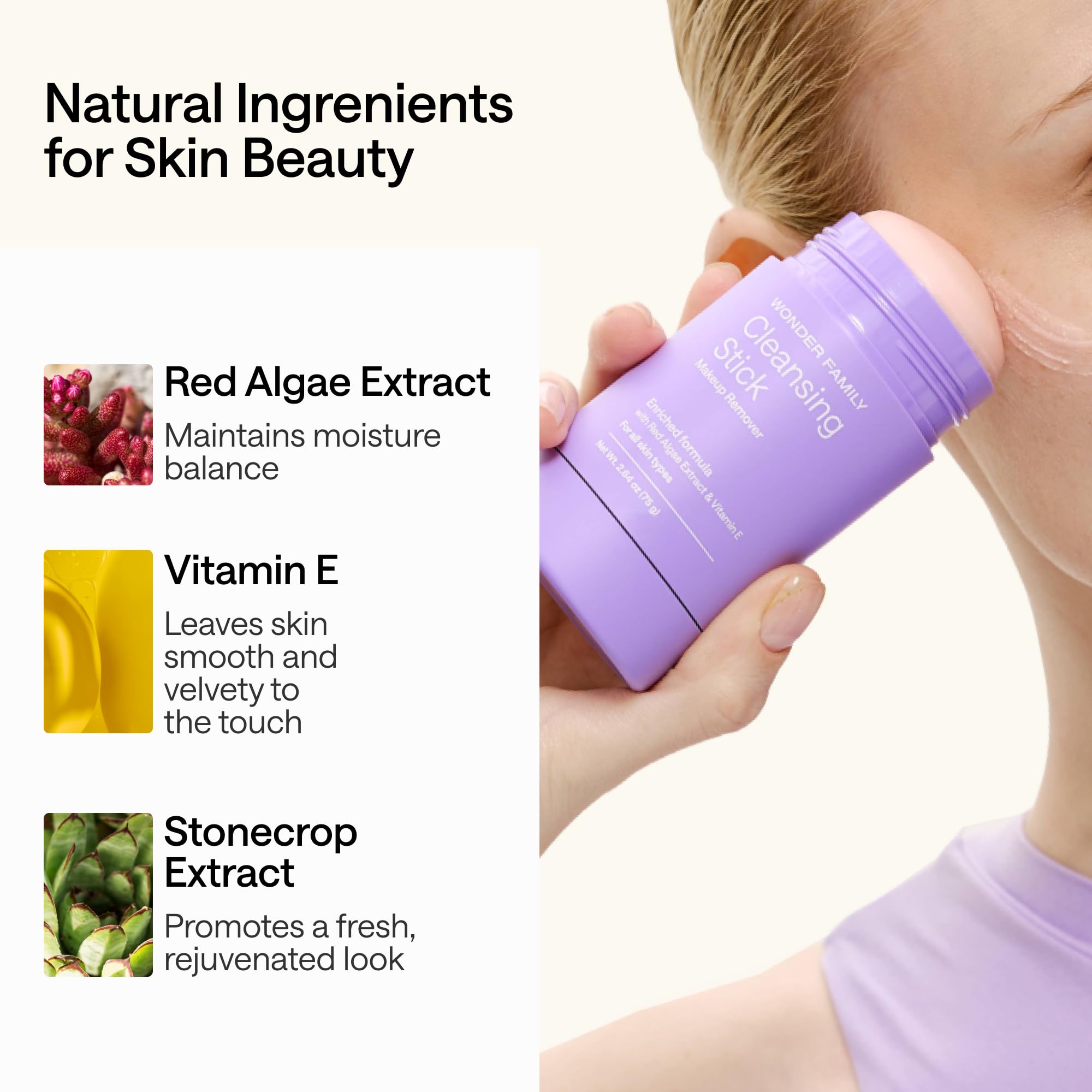Wonder Family cleansing balm removes makeup including waterproof mascara without harsh rubbing.