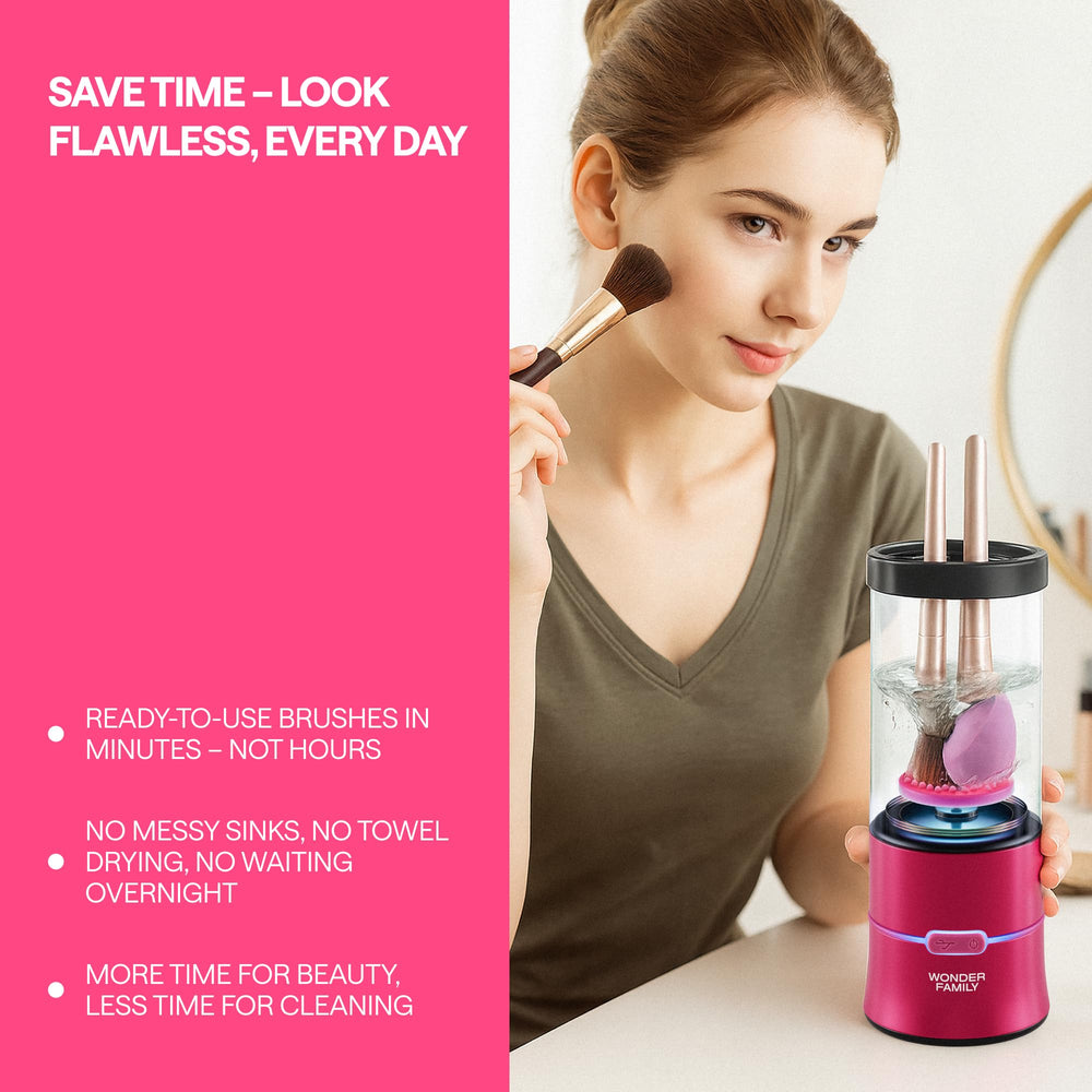 Wonder Family accommodates eye, face, contour brushes and sponges for upkeep.