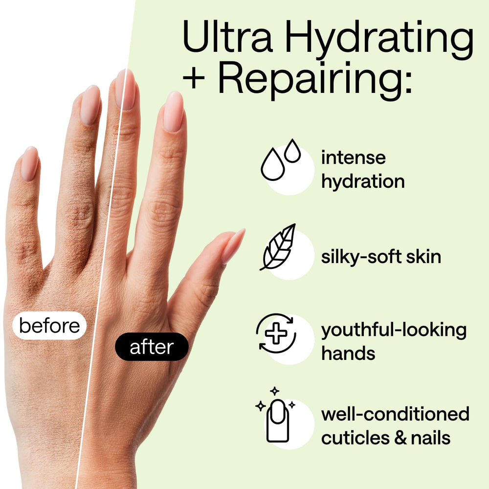 Wonder Family hand mask gloves opened reveals serum for immediate hydration during rest.