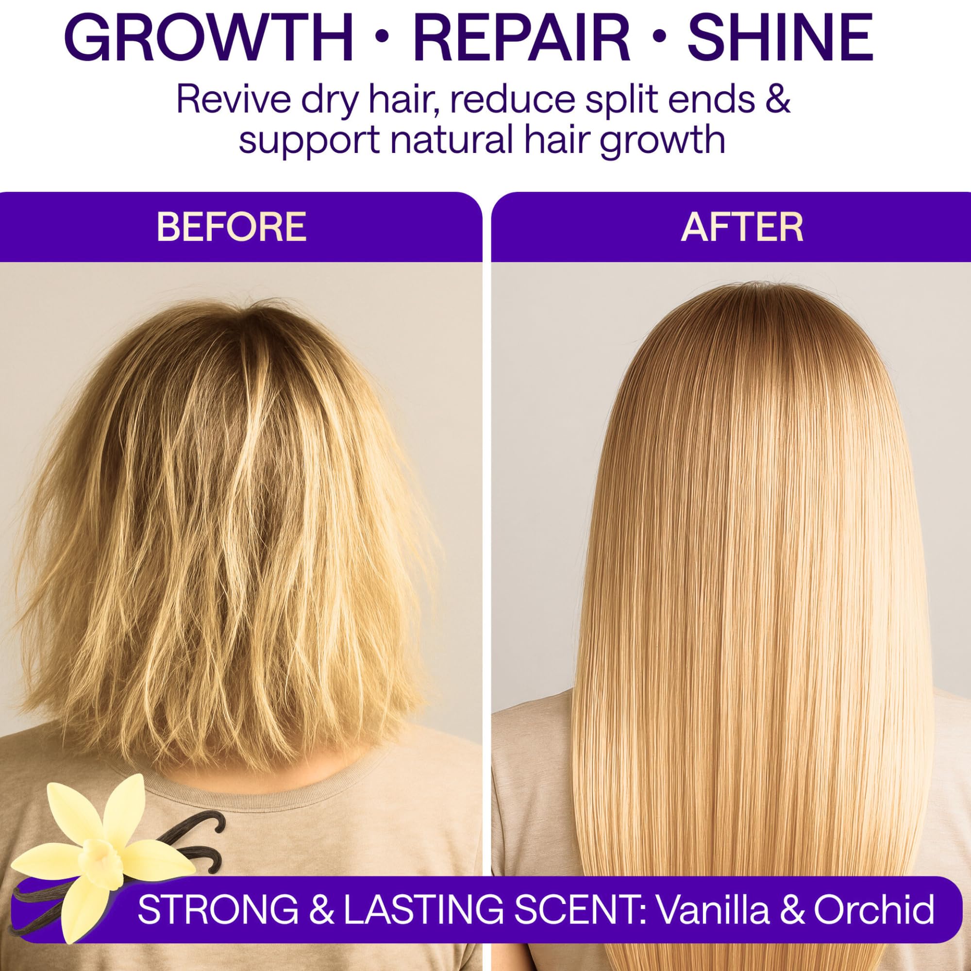 Wonder Family Keratin Mask hair strands appear smoother and glossier after treatment.