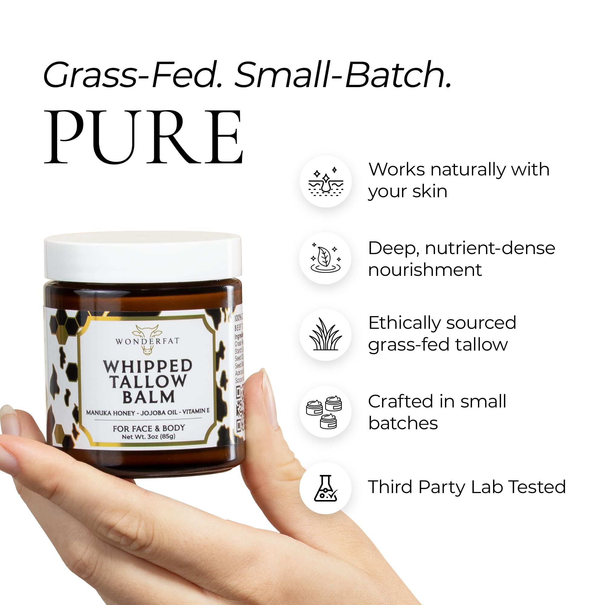 Wonderfat vitamin E detail suggests soothing protection during everyday routines.