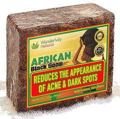 Wonderfully Natural African Black Soap bar front view for gentle cleansing