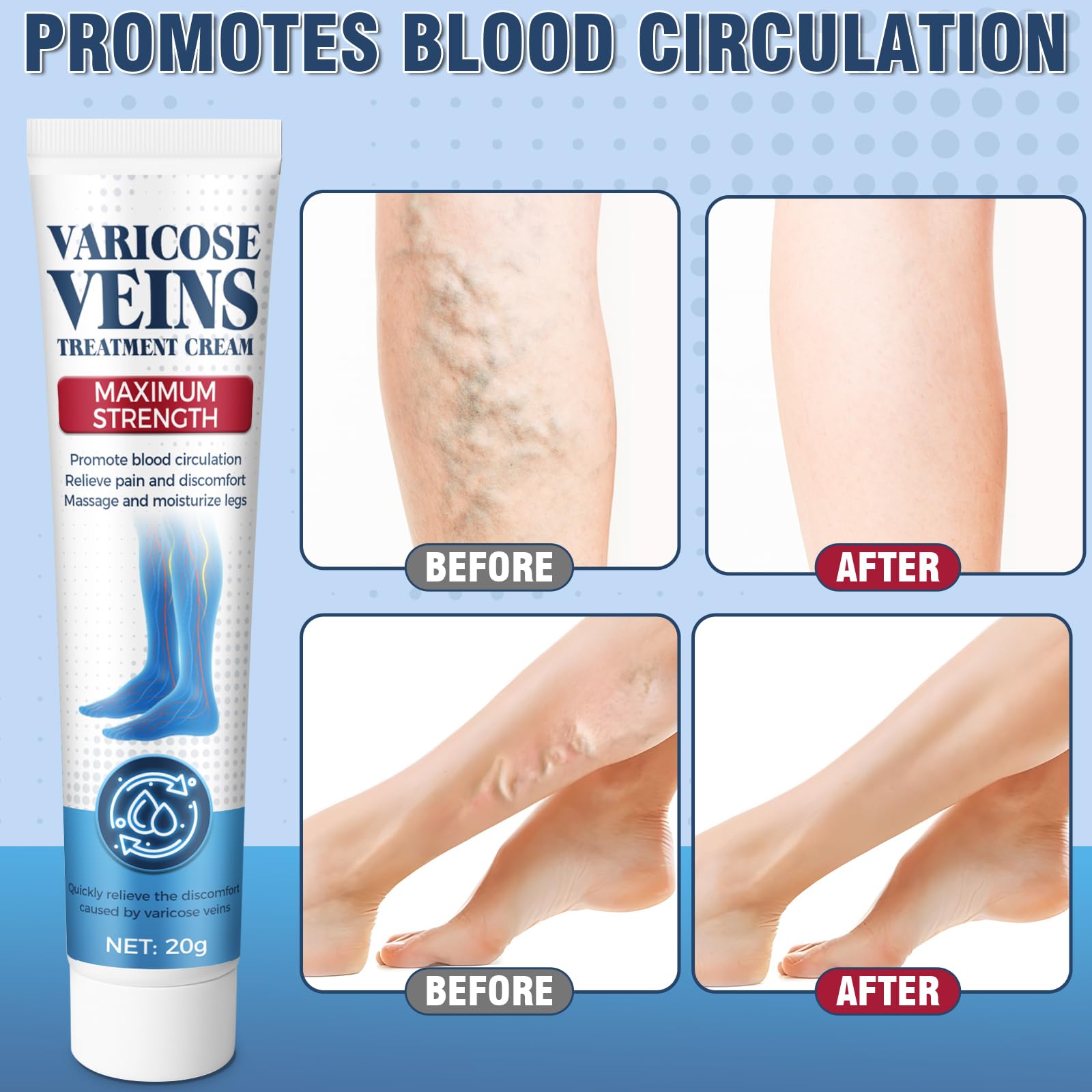 Wonshine varicose veins cream natural oils close-up highlights aloe and sunflower benefits.