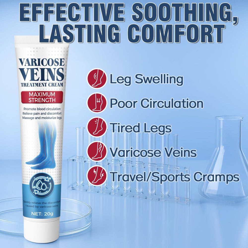 Wonshine varicose veins cream texture close-up demonstrates fast-absorbing formula.