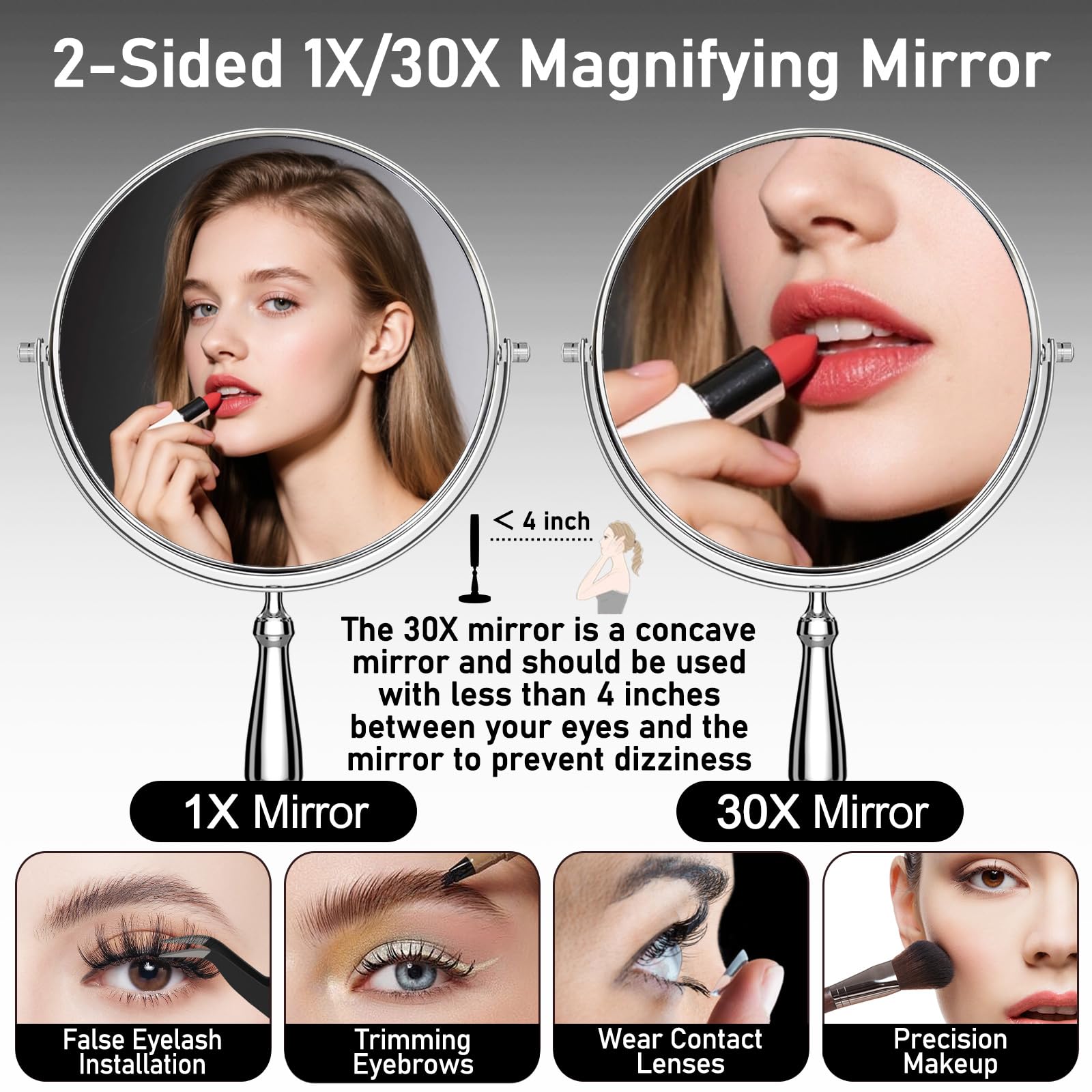 WOOCICA 360-degree swivel mirror adjusted for perfect viewing angles.