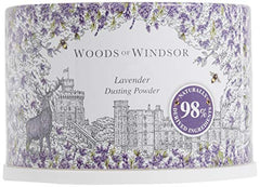 Woods of Windsor lavender body dusting powder packaging presents a gift-ready look