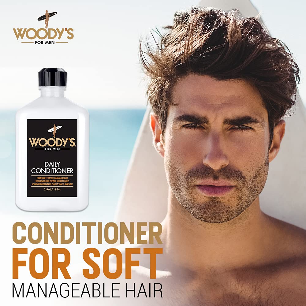 Woody's Daily Hair Conditioner being applied demonstrates easy manageability