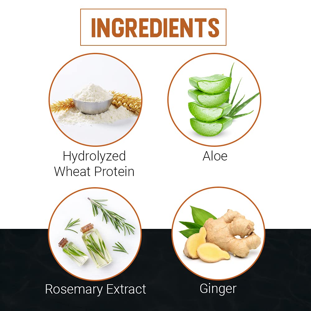 Woody's Mega Firm Hair Gel plant actives ginger rosemary aloe enhance conditioning during styling.
