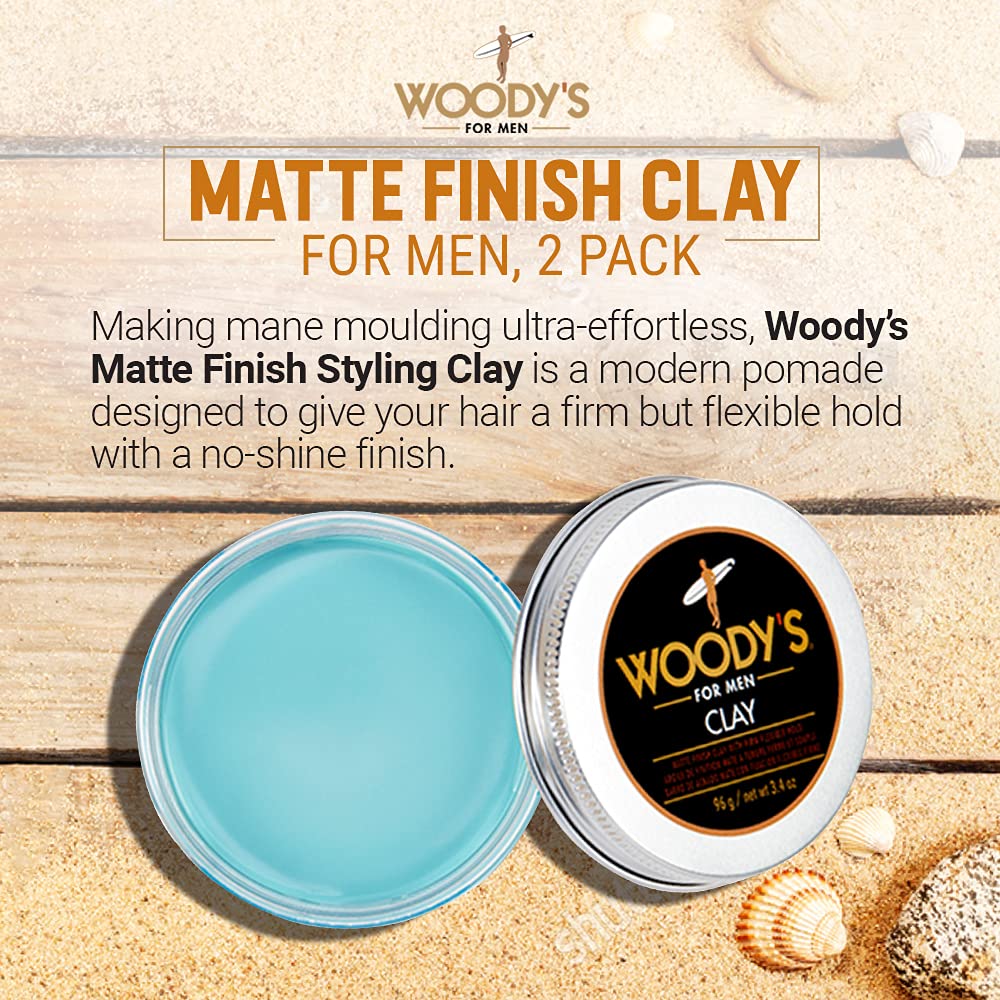 Woody's Premium Hair Clay scoop demonstrates stronghold that adapts as you style.