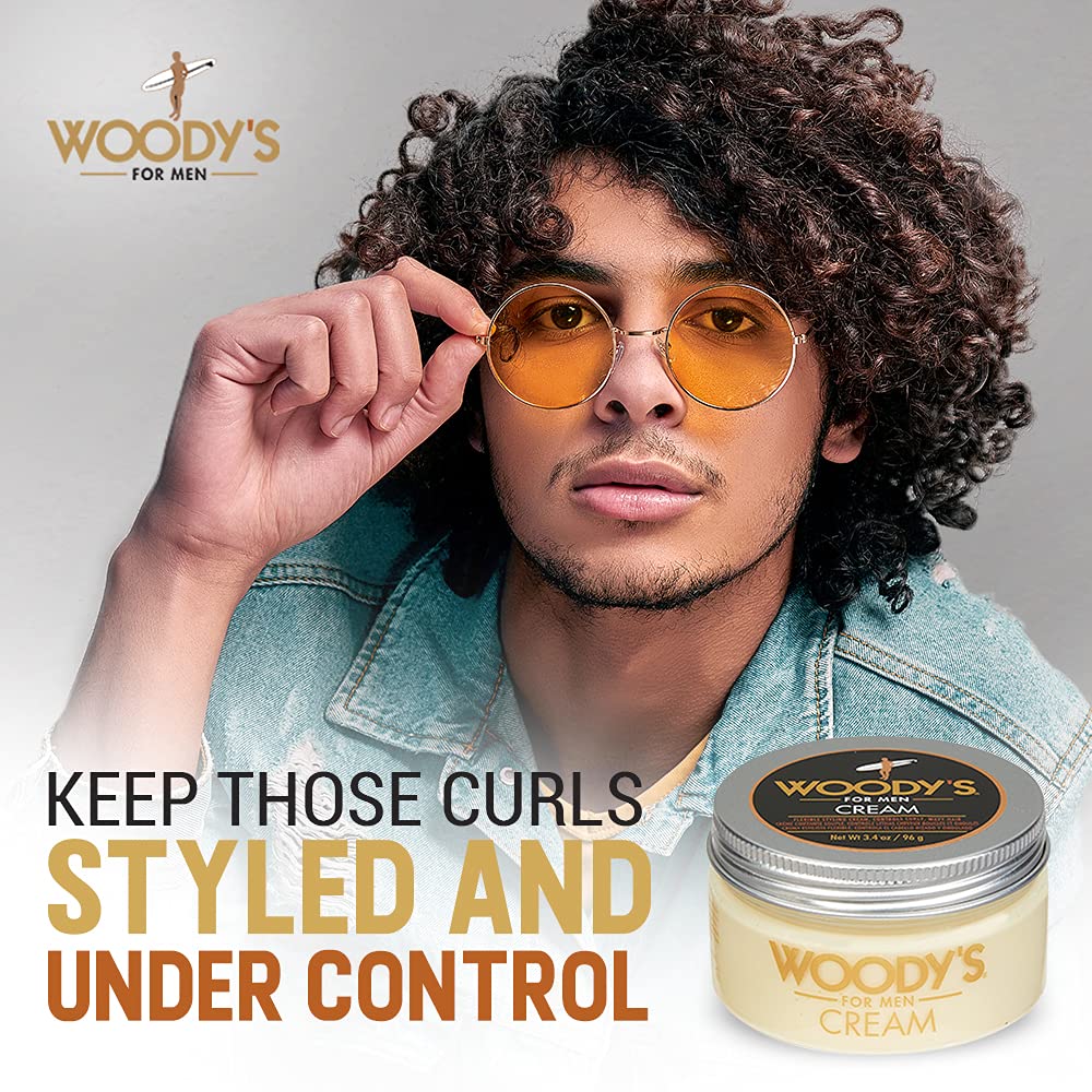 Woody's Styling Cream on curly hair look with defined texture