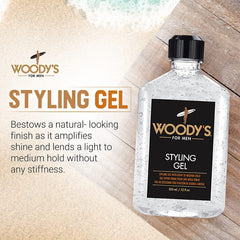 Woody's Styling Gel hands-on application showing quick-drying, easy styling.