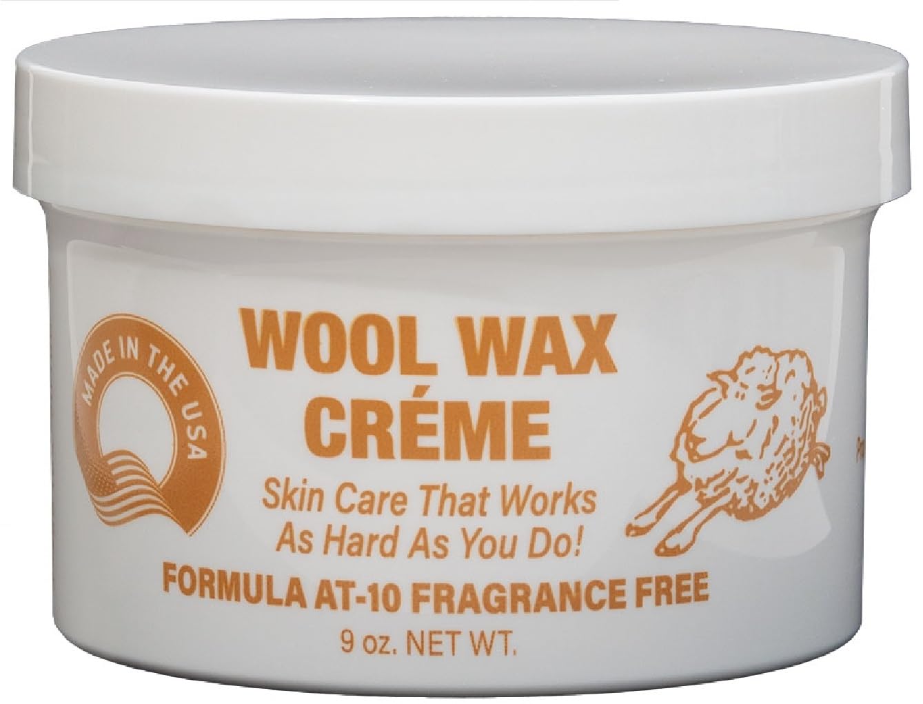 Wool Wax Creme Skin Care jar-front shows fragrance-free daily hydration.