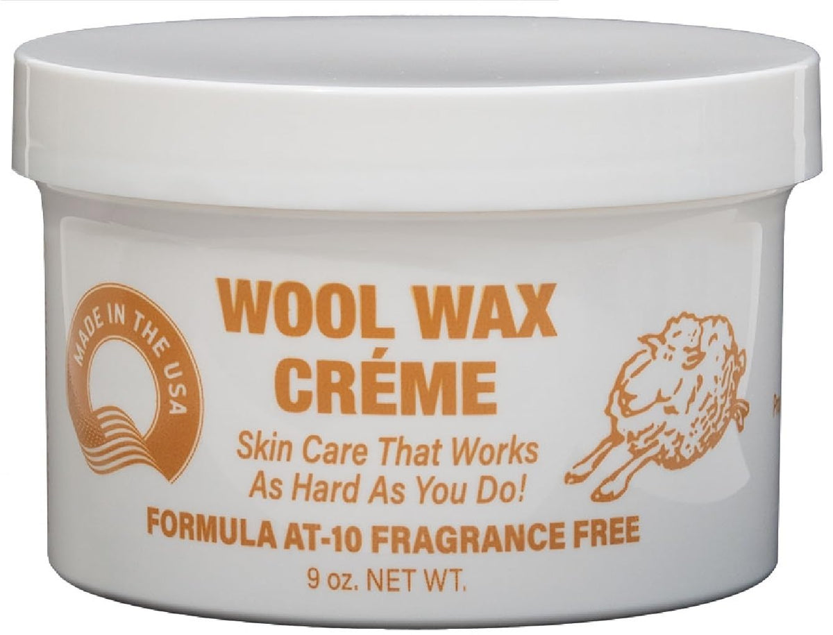 Wool Wax Creme Skin Care jar-front shows fragrance-free daily hydration.