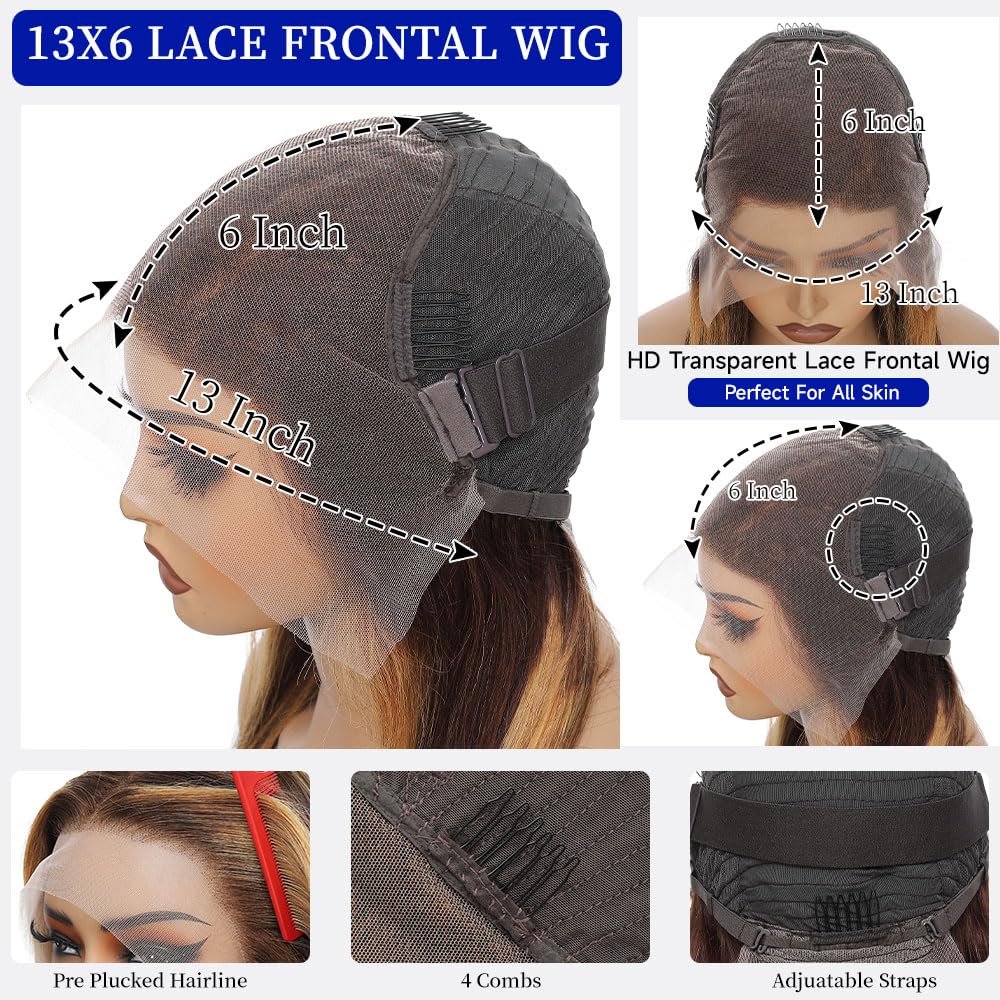 WOOMN half-up half-down ombre wig with 13x6 lace for versatile styling options.