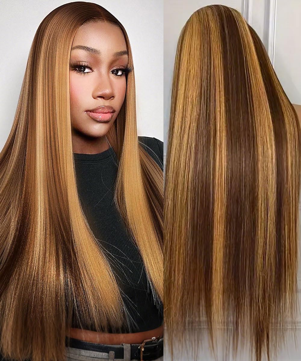 WOOMN ombre lace-front wig in virgin human hair for a natural 30-inch look.