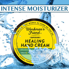 Workman's Friend Hand Cream dispense shows convenient use for quick hydration after work.