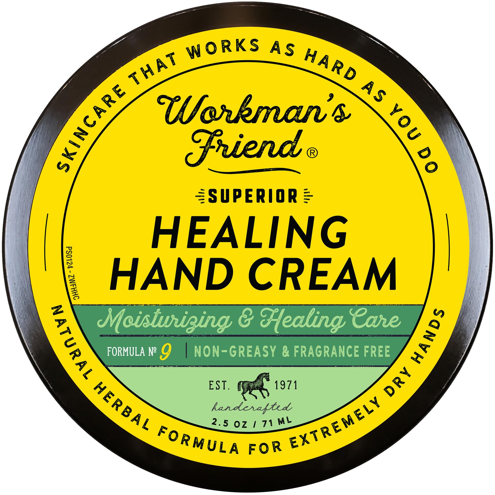Workman's Friend Healing Cream jar demonstrates thick, intensive moisture for dry, cracked skin.