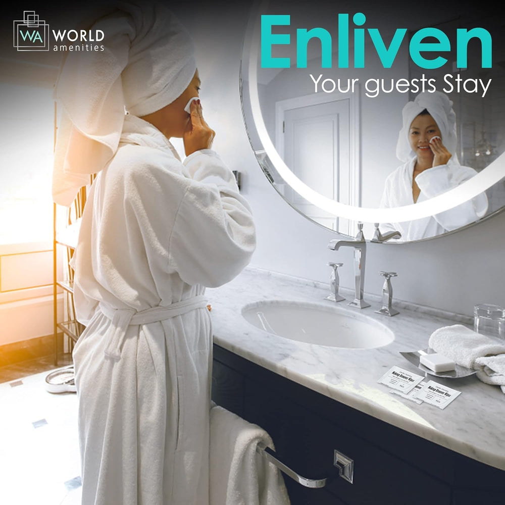 World Amenities individually wrapped wipes ensure hygienic on-the-go cleansing anywhere