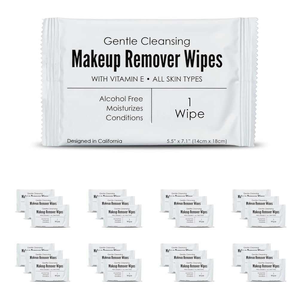 World Amenities makeup wipes packaging highlights hotel guest amenities for travel-ready cleansing