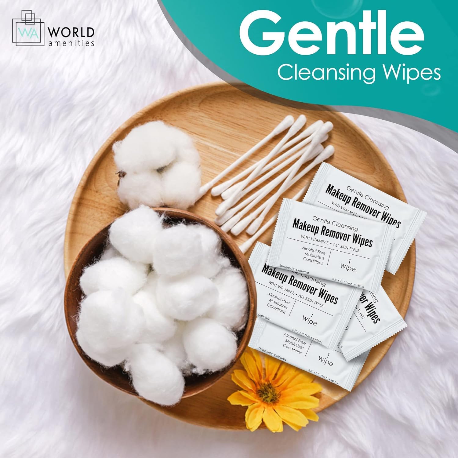 World Amenities travel-size wipes are ideal for packing in luggage and purses