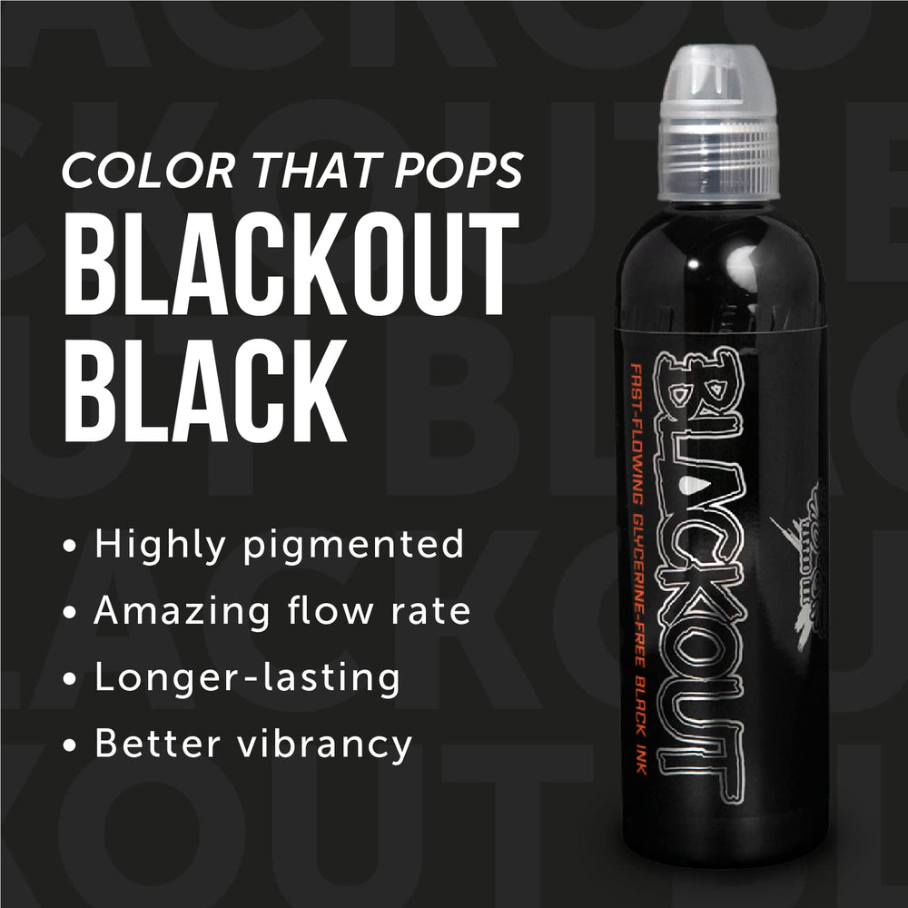 World Famous Tattoo Ink Blackout Detailed Line Work captures clean, crisp lines.